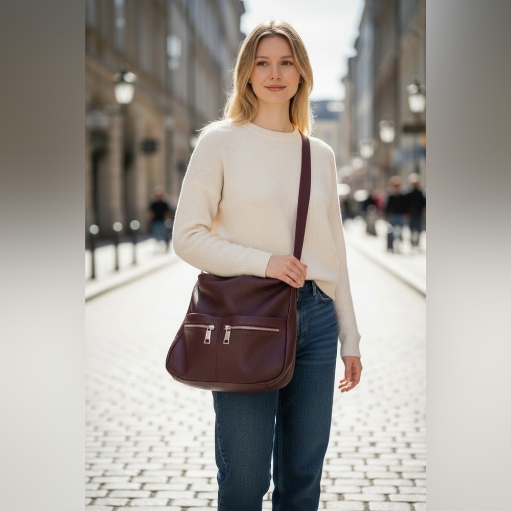 RUDSAK Burgundy Leather Messenger Bag - Atelier Noir - Casual Street Wear
